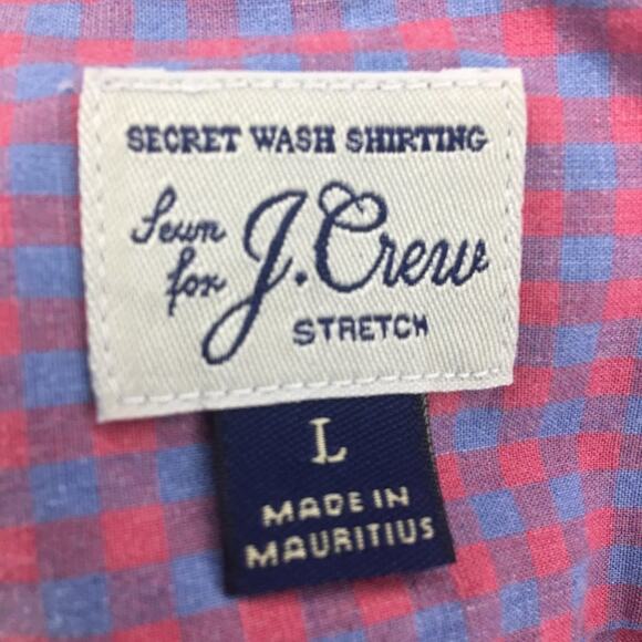 J. Crew Men's Long Sleeve Blue and Pink Checkered Button-up Shirt Size L - Picture 8 of 12